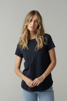 Fern Cotton Shaped Hem Tee - Parisian Navy by cloth+paper+scissors. Timeless women’s fashion using natural fibres and classic shapes