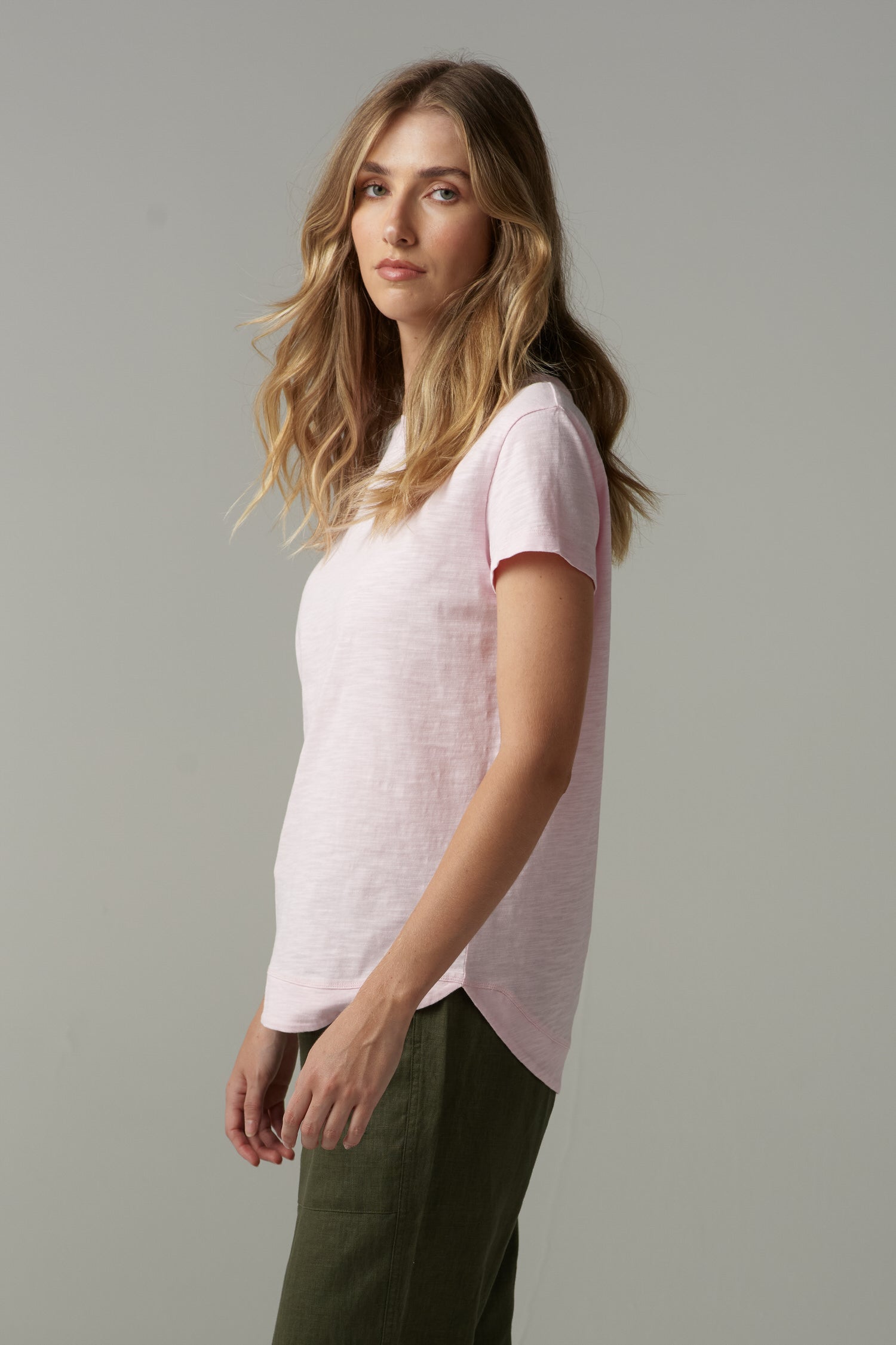 Fern Cotton Shaped Hem Tee - Pink Touch by cloth+paper+scissors. Timeless women’s fashion using natural fibres and classic shapes