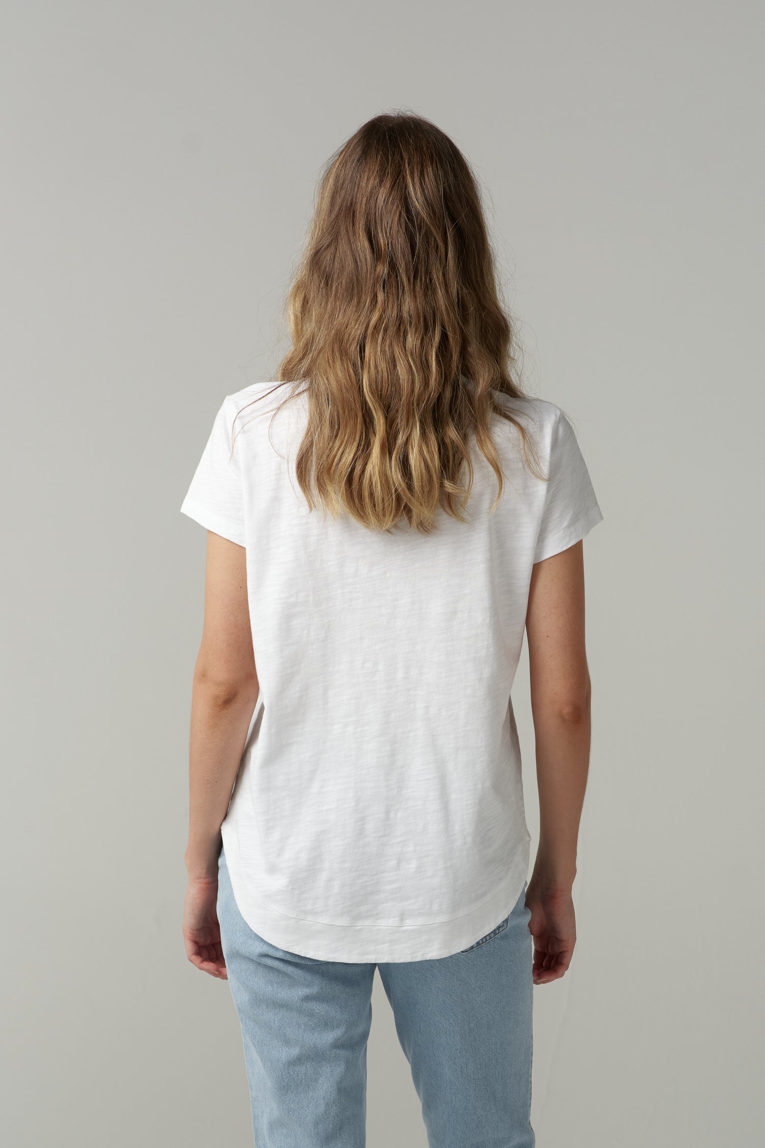 Fern Cotton Shaped Hem Tee - White by cloth+paper+scissors. Timeless women’s fashion using natural fibres and classic shapes