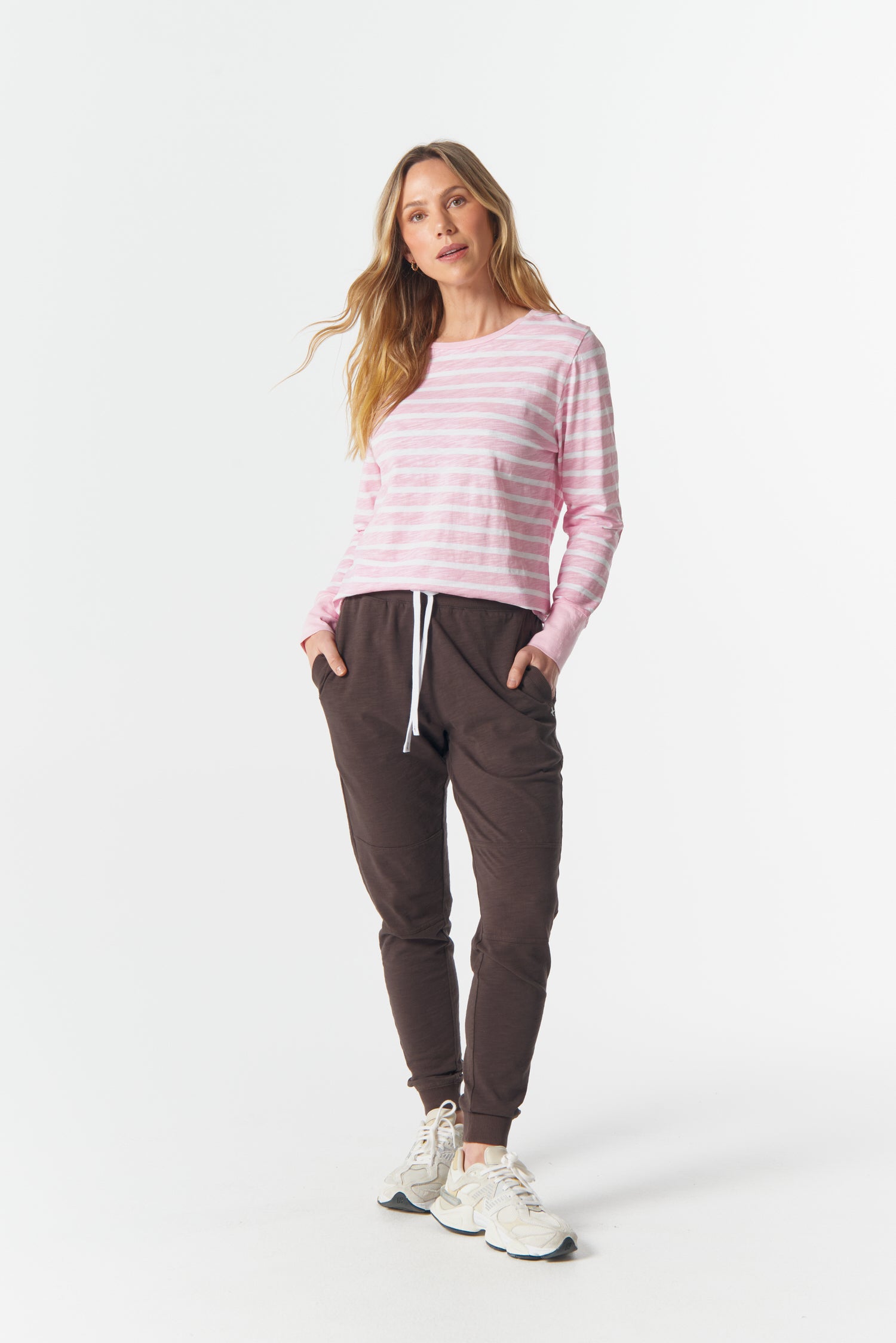 cloth+paper+scissors Tees The Show Stopper Stripe Tee - White/Pink A Boo
