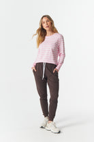 cloth+paper+scissors Tees The Show Stopper Stripe Tee - White/Pink A Boo