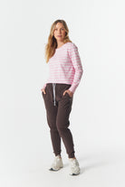 cloth+paper+scissors Tees The Show Stopper Stripe Tee - White/Pink A Boo