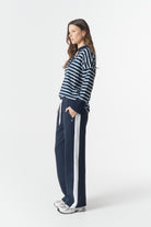 cloth+paper+scissors Tees The Breezy Stripe Polo - White/Parisian Navy