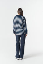 cloth+paper+scissors Tees The Breezy Stripe Polo - White/Parisian Navy