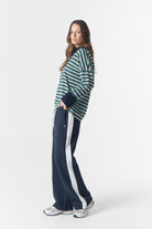 cloth+paper+scissors Tees The Breezy Stripe Polo - White/Rainforest/Navy