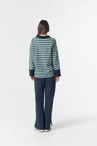 cloth+paper+scissors Tees The Breezy Stripe Polo - White/Rainforest/Navy