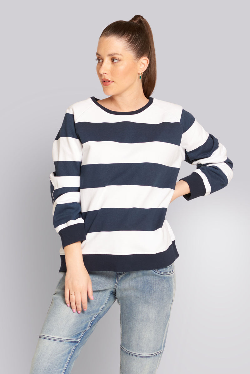 Stripe Sweatshirt Navy / White