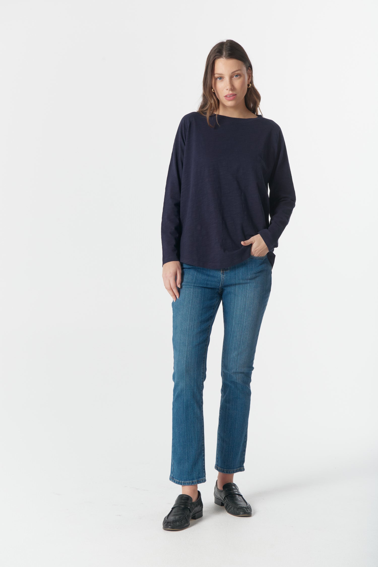 On Repeat Raglan Tee - Parisian Navy by cloth+paper+scissors. Timeless women’s fashion using natural fibres and classic shapes