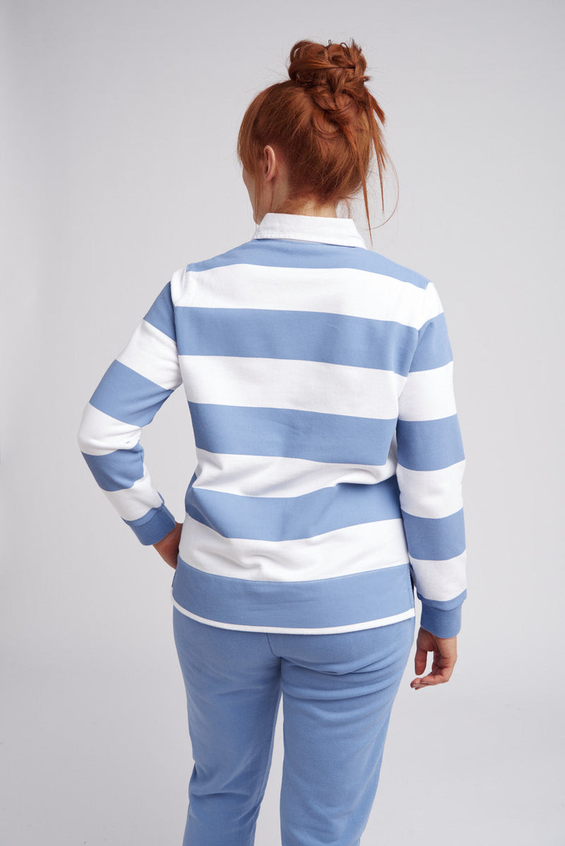 Fleece Stripe Rugby Denim Blue/White