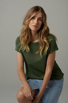cloth+paper+scissors Tees Front Split Cotton Tee - Fairway Green