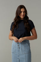 cloth+paper+scissors Tees Front Split Cotton Tee - Parisian Navy
