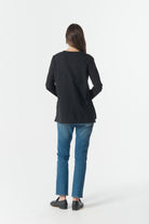 cloth+paper+scissors Tees Basic V Neck Split Hem Tee - Black