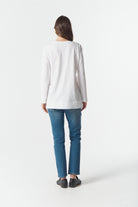 cloth+paper+scissors Tees Basic V Neck Split Hem Tee - White
