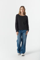 cloth+paper+scissors Tees The Front Split Long Sleeve Tee - Black