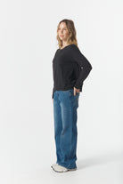 cloth+paper+scissors Tees The Front Split Long Sleeve Tee - Black