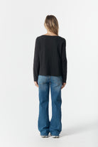 cloth+paper+scissors Tees The Front Split Long Sleeve Tee - Black