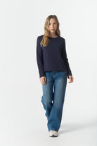 cloth+paper+scissors Tees The Front Split Long Sleeve Tee - Parisian Navy