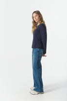 cloth+paper+scissors Tees The Front Split Long Sleeve Tee - Parisian Navy