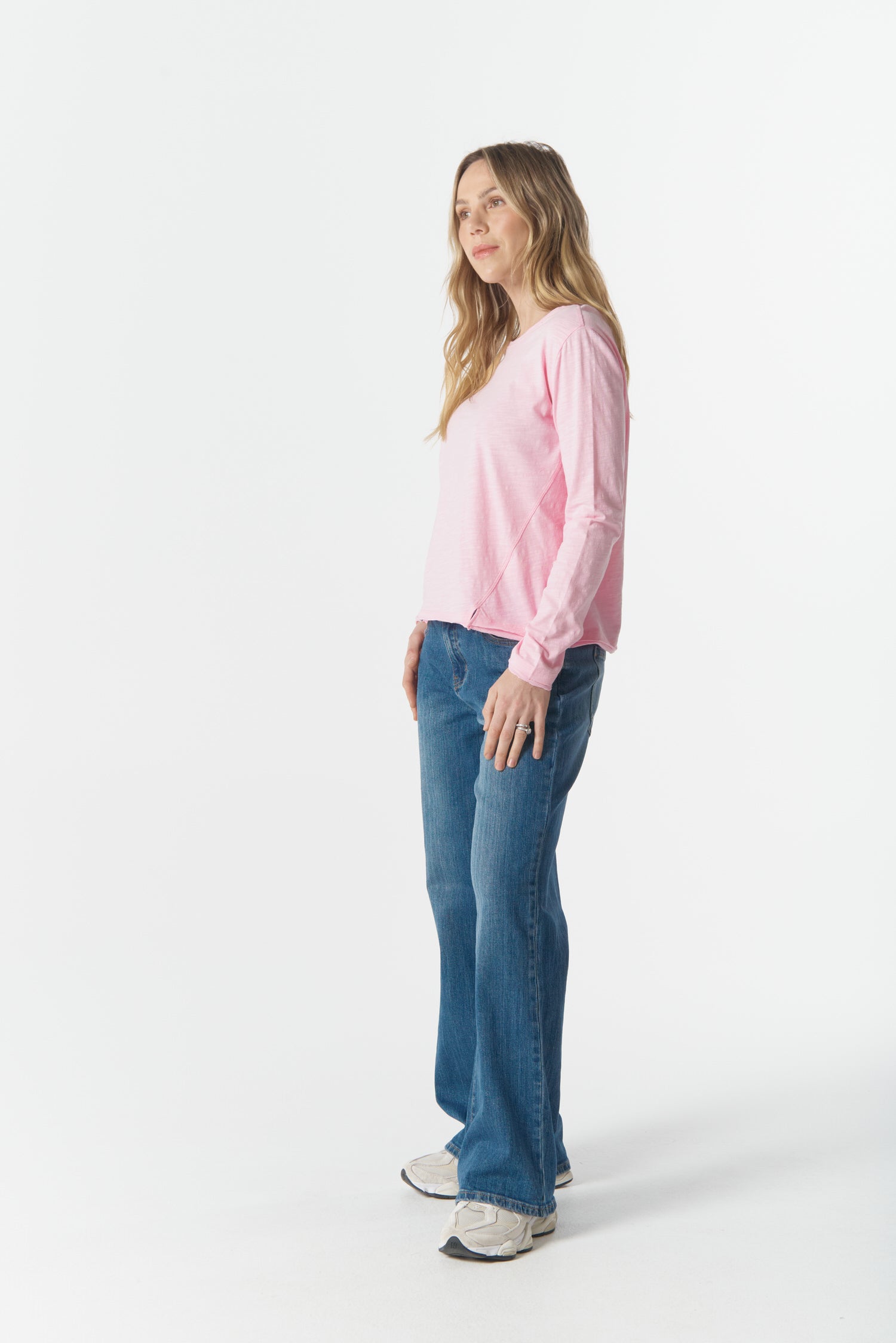 cloth+paper+scissors Tees The Front Split Long Sleeve Tee - Pink A Boo