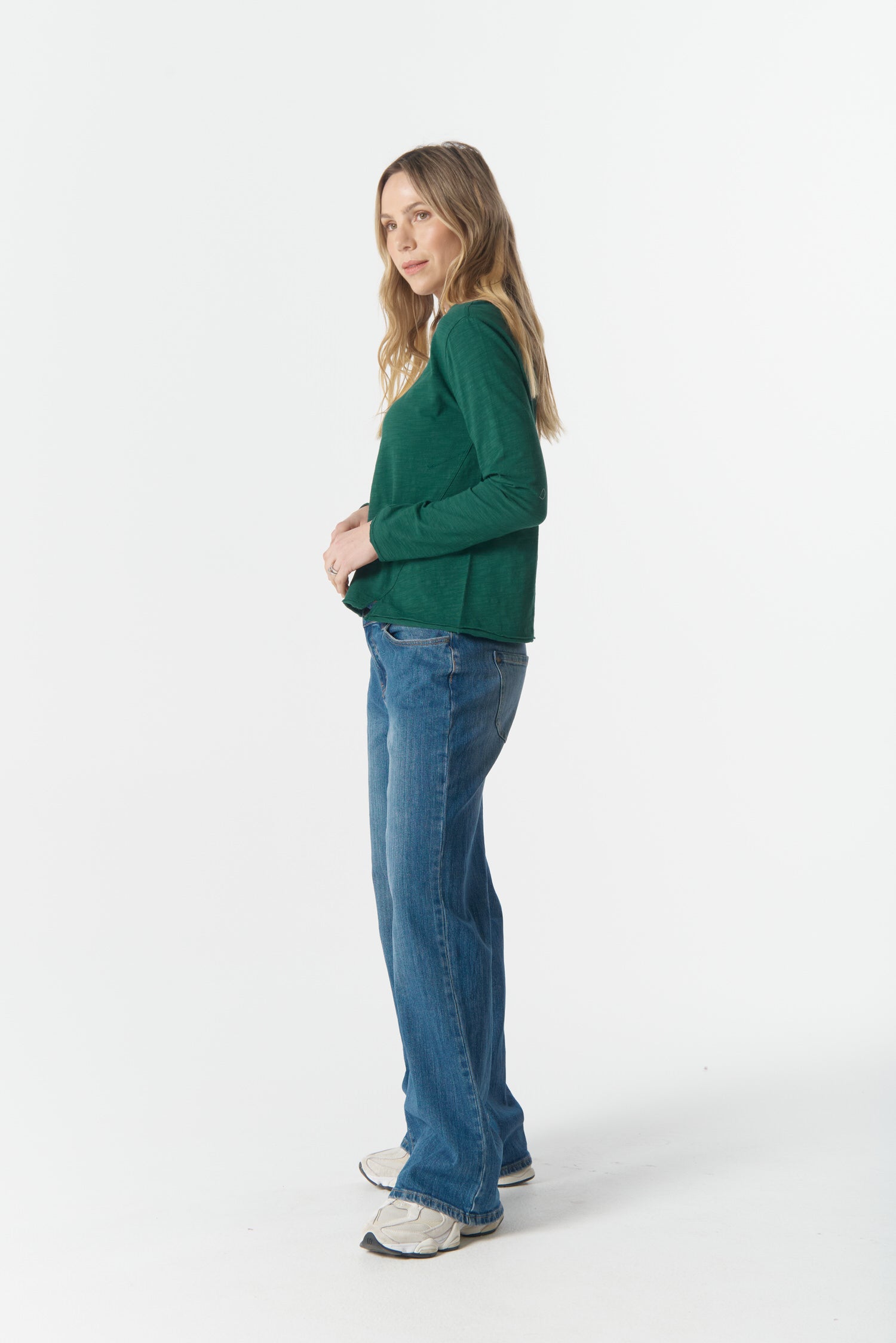 cloth+paper+scissors Tees The Front Split Long Sleeve Tee - Rainforest