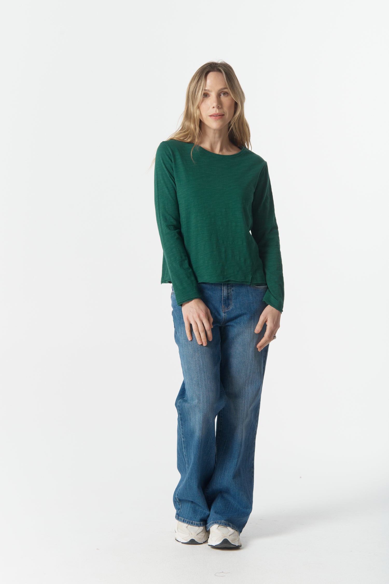 cloth+paper+scissors Tees The Front Split Long Sleeve Tee - Rainforest