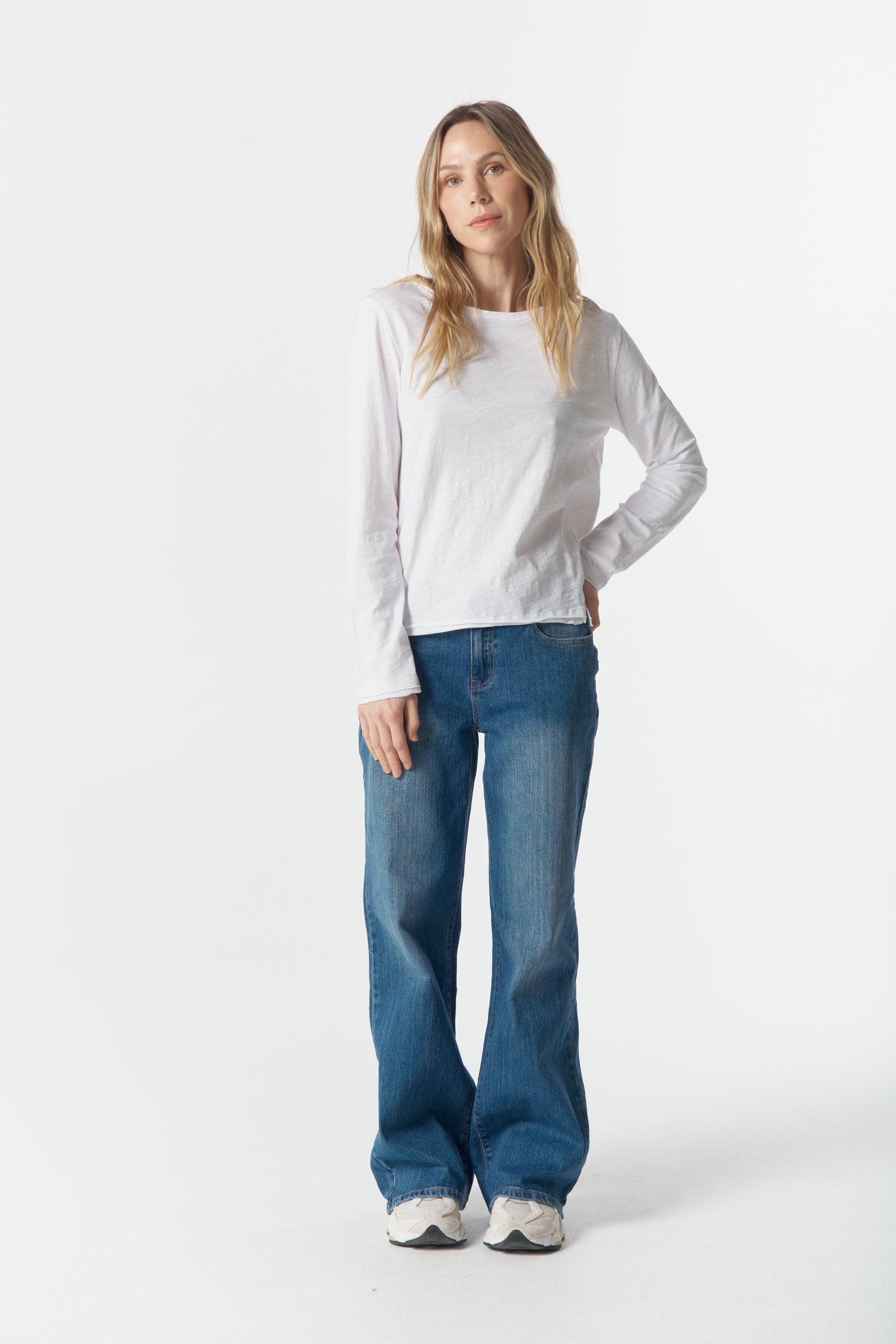 cloth+paper+scissors Tees The Front Split Long Sleeve Tee - White