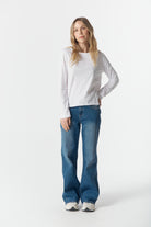 cloth+paper+scissors Tees The Front Split Long Sleeve Tee - White