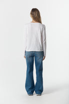 cloth+paper+scissors Tees The Front Split Long Sleeve Tee - White