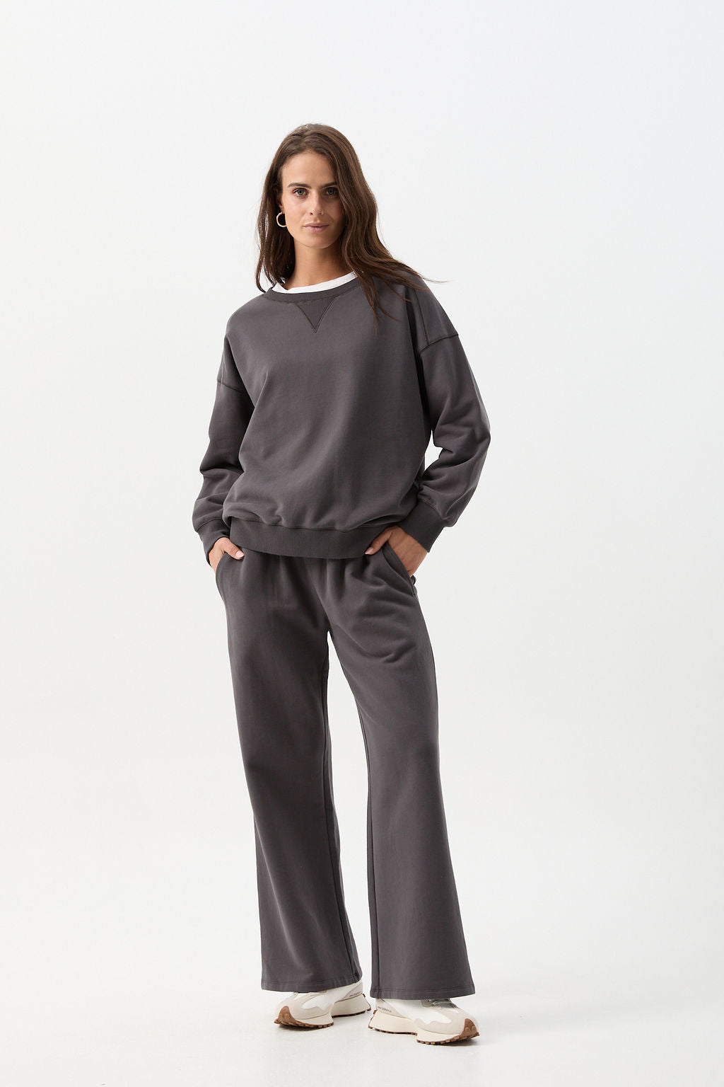 Oversized Cotton Brushed Fleece Sweater - Pavement Grey by cloth+paper+scissors. Timeless women’s fashion using natural fibres and classic shapes