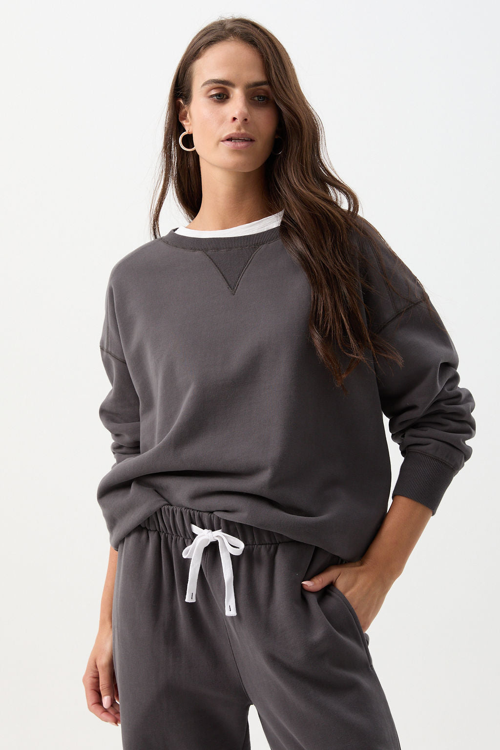 Oversized Cotton Brushed Fleece Sweater - Pavement Grey by cloth+paper+scissors. Timeless women’s fashion using natural fibres and classic shapes