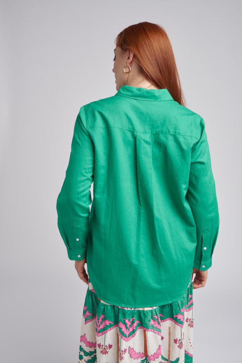 Linen Long Sleeve Pocket Shirt Greenlake