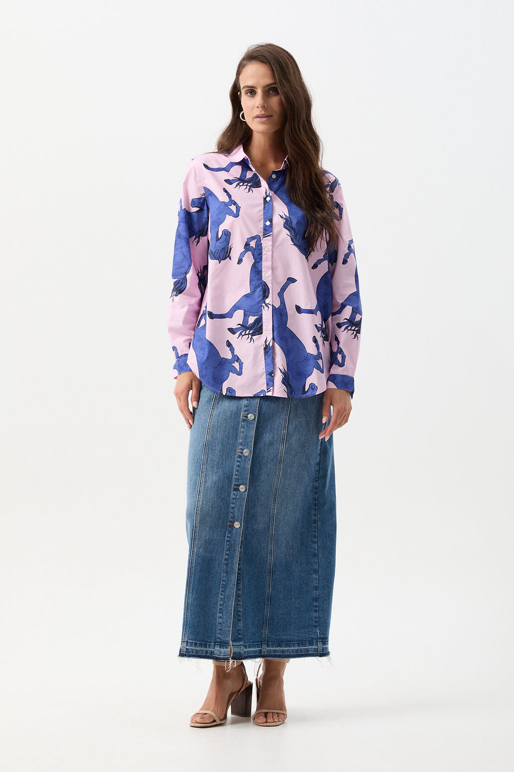 Oversized Cotton Shirt - Stallion Print by cloth+paper+scissors. Timeless women’s fashion using natural fibres and classic shapes