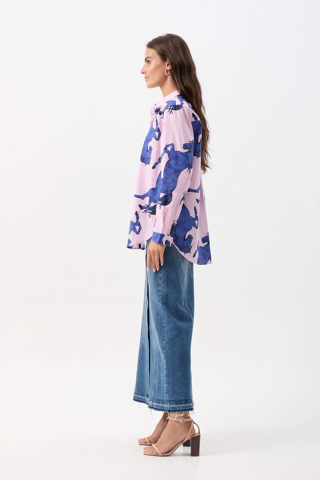 Oversized Cotton Shirt - Stallion Print by cloth+paper+scissors. Timeless women’s fashion using natural fibres and classic shapes