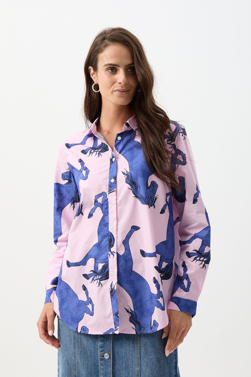 Oversized Cotton Shirt - Stallion Print by cloth+paper+scissors. Timeless women’s fashion using natural fibres and classic shapes