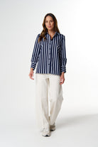 cloth+paper+scissors Blouses Most Wanted Striped Shirt - Bright Navy/White
