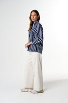 cloth+paper+scissors Blouses Most Wanted Striped Shirt - Bright Navy/White
