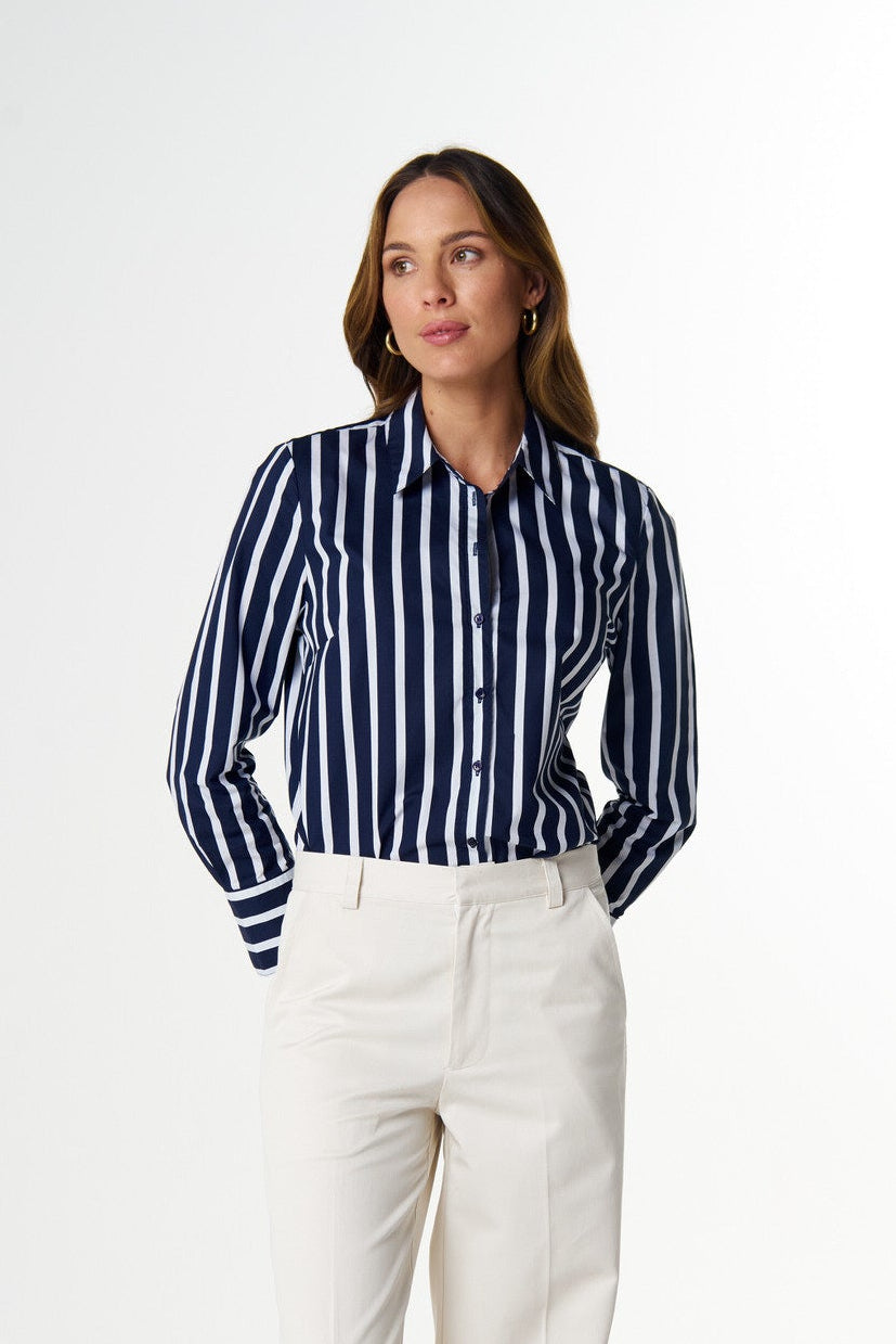 cloth+paper+scissors Blouses Most Wanted Striped Shirt - Bright Navy/White
