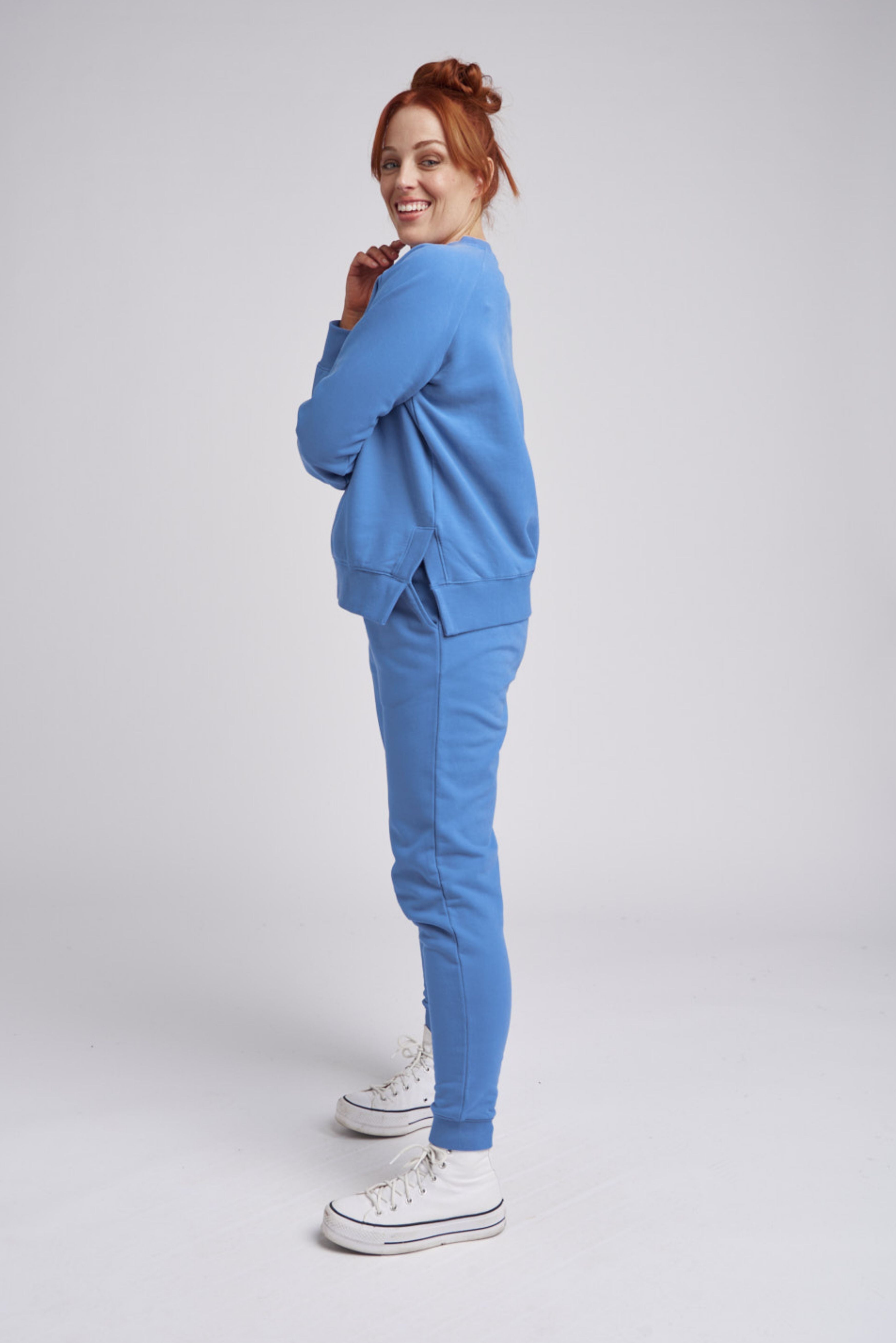 Denim track pants womens hotsell