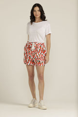 Linen Chilli Print Drawcord Shorts