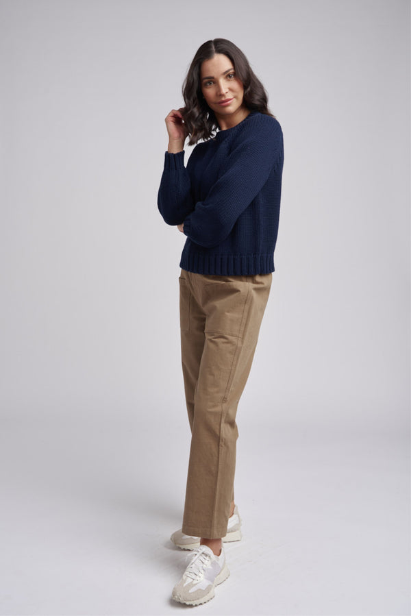 Casual Cropped Cotton Pant Tabacco