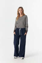 Cotton Wide Leg Slub Track Pant - Parisian Night by cloth+paper+scissors. Timeless women’s fashion using natural fibres and classic shapes