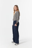 Cotton Wide Leg Slub Track Pant - Parisian Night by cloth+paper+scissors. Timeless women’s fashion using natural fibres and classic shapes
