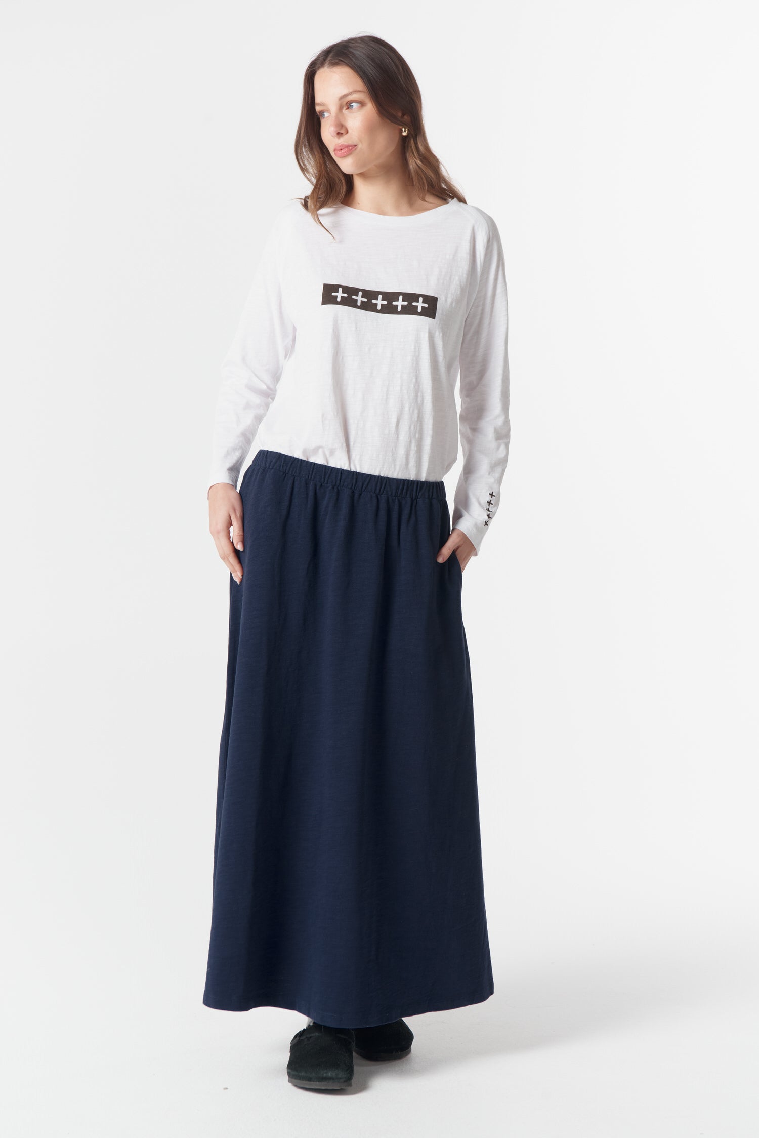 Wild Cotton Knit Maxi Skirt - Parisian Navy by cloth+paper+scissors. Timeless women’s fashion using natural fibres and classic shapes