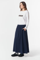 Wild Cotton Knit Maxi Skirt - Parisian Navy by cloth+paper+scissors. Timeless women’s fashion using natural fibres and classic shapes