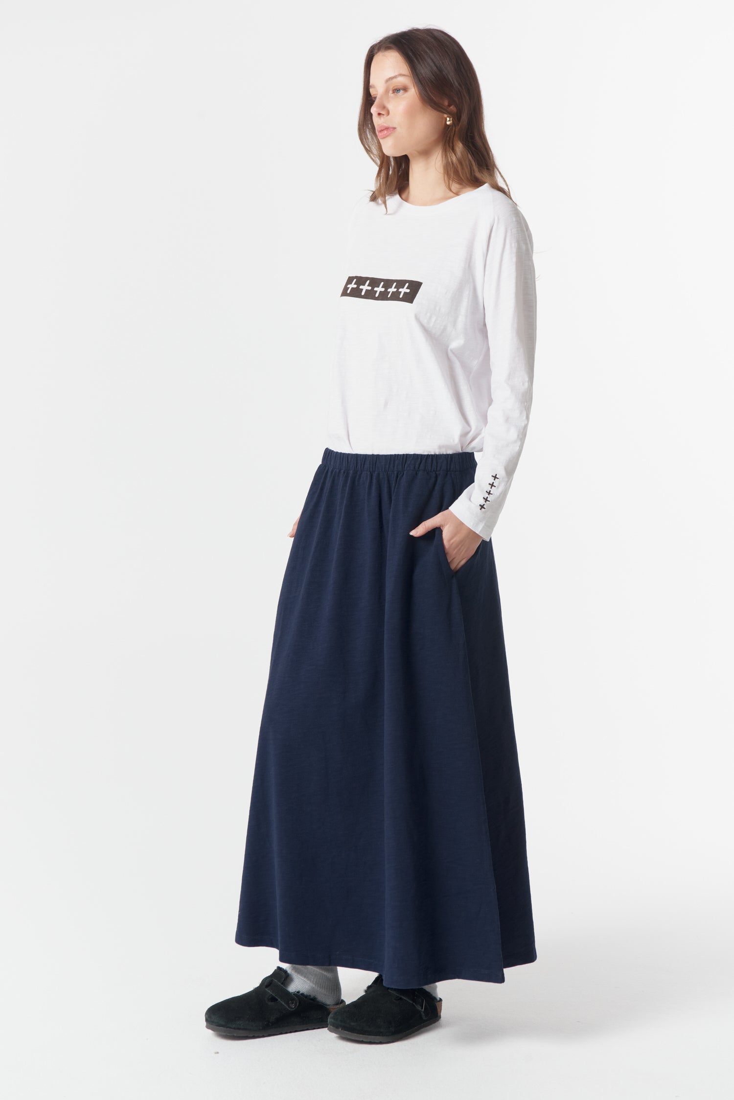 Wild Cotton Knit Maxi Skirt - Parisian Navy by cloth+paper+scissors. Timeless women’s fashion using natural fibres and classic shapes
