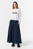 Wild Cotton Knit Maxi Skirt - Parisian Navy by cloth+paper+scissors. Timeless women’s fashion using natural fibres and classic shapes