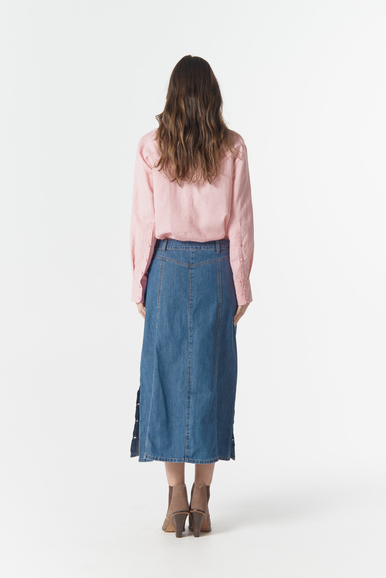 cloth+paper+scissors Bottoms High Road Denim Skirt - Denim Blue