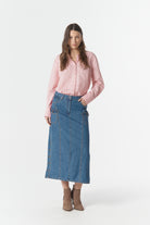 cloth+paper+scissors Bottoms High Road Denim Skirt - Denim Blue