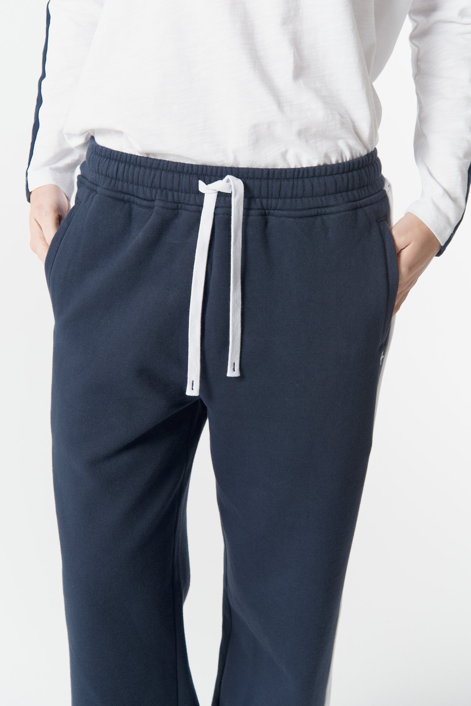 cloth+paper+scissors Bottoms Track Stripe Trackie - Parisian Navy/White