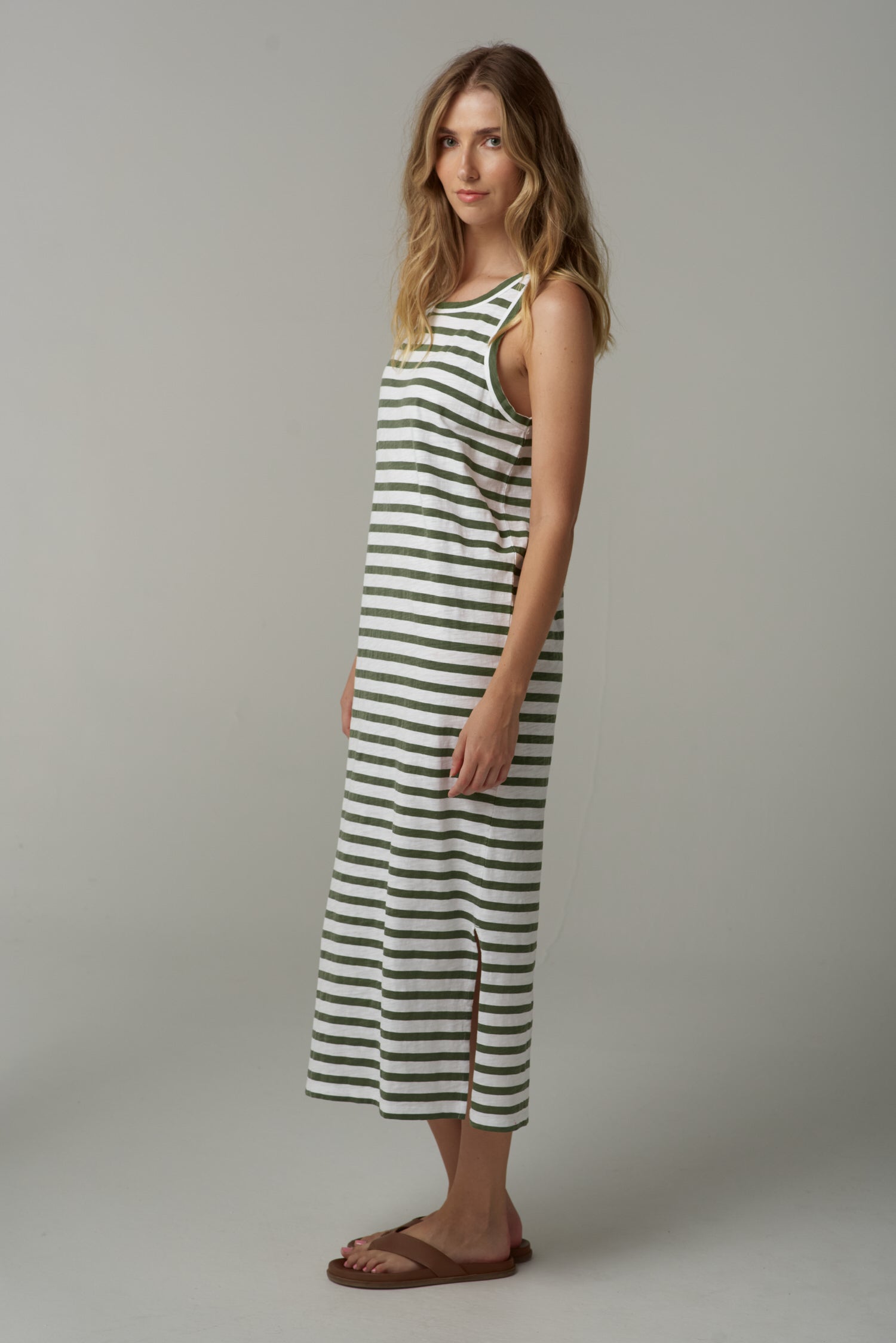 Riverfolk Cotton Tank Dress - White/Fairway Green by cloth+paper+scissors. Timeless women’s fashion using natural fibres and classic shapes